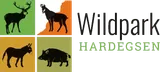 Logo Wildpark Hardegsen mit vier Tieren, die im Wildpark zu finden sind: Hirsch, Bock, Esel, Wildschwein